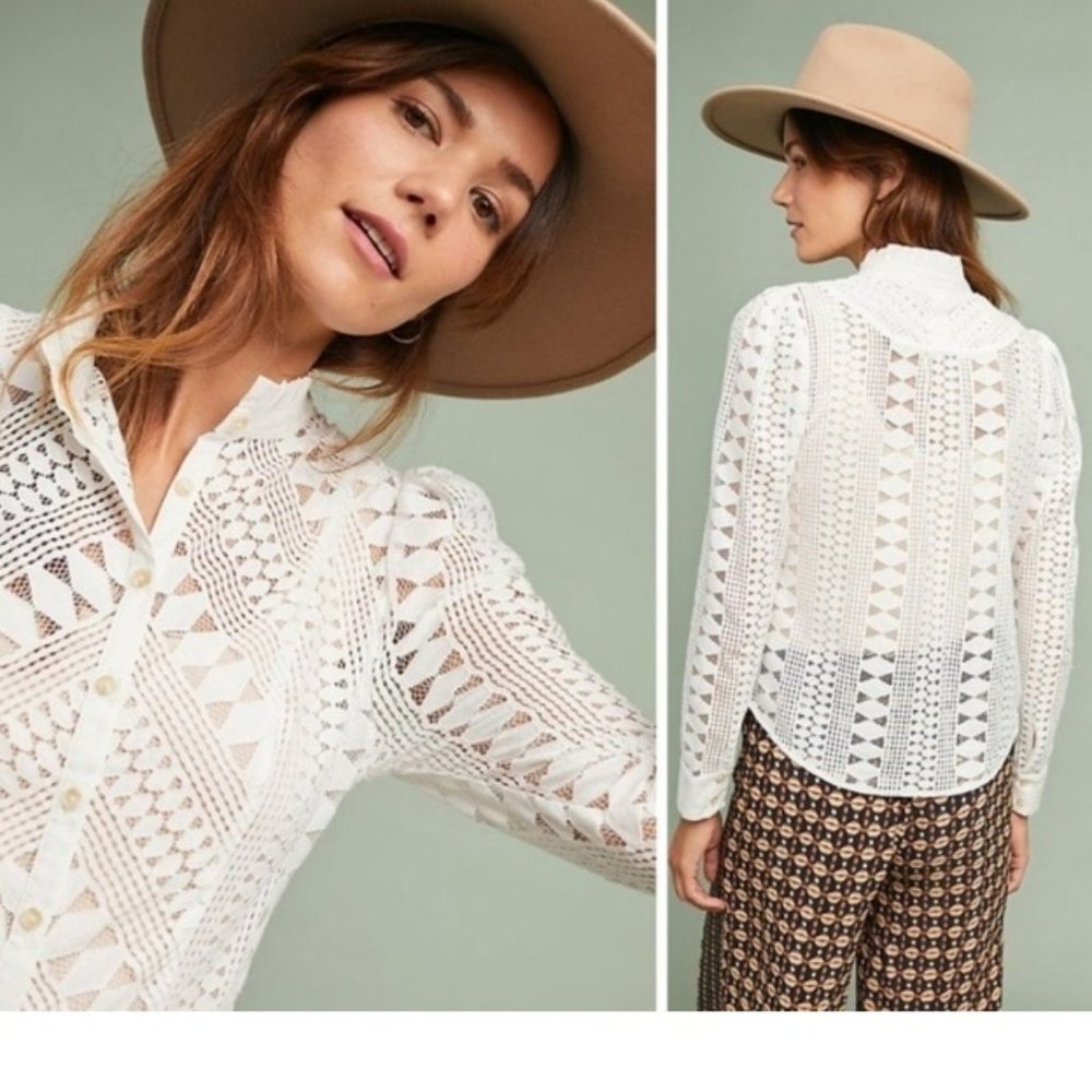 new Anthropologie Laced Buttondown - Picture 5 of 8